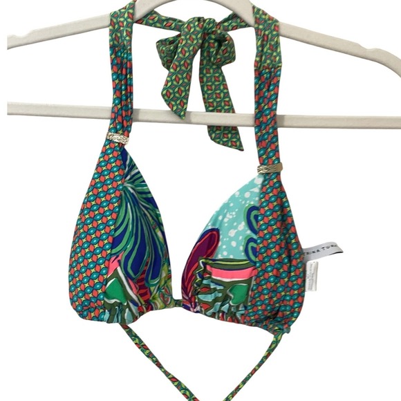 Trina Turk Other - Trina Turk Womens 6 Bikini Top Halter Triangle Geometric Tropical Size 6